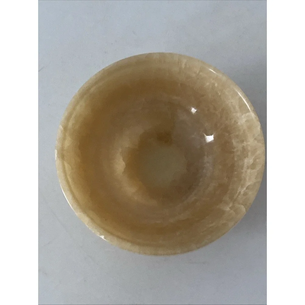 4 inch 100%Natural Chinese Yellow Jade Bowl Carved Diameter